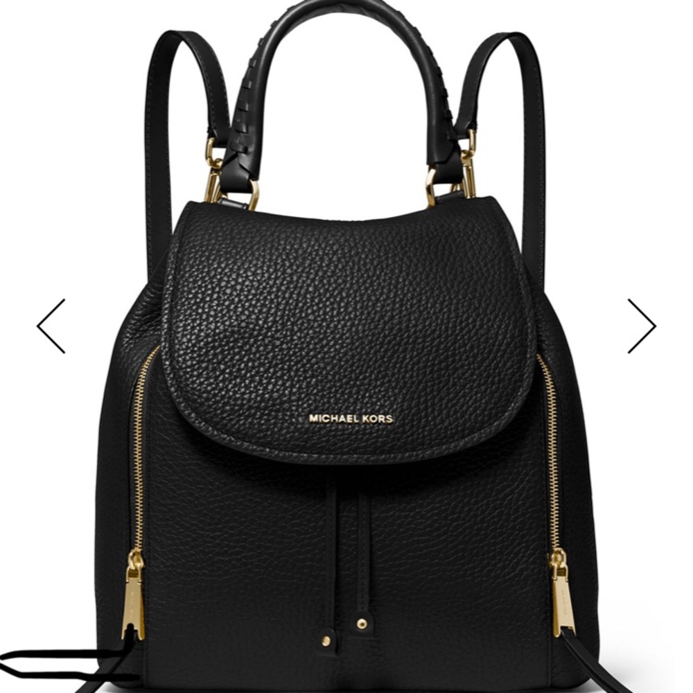 Michael Kors black leather backpack purse